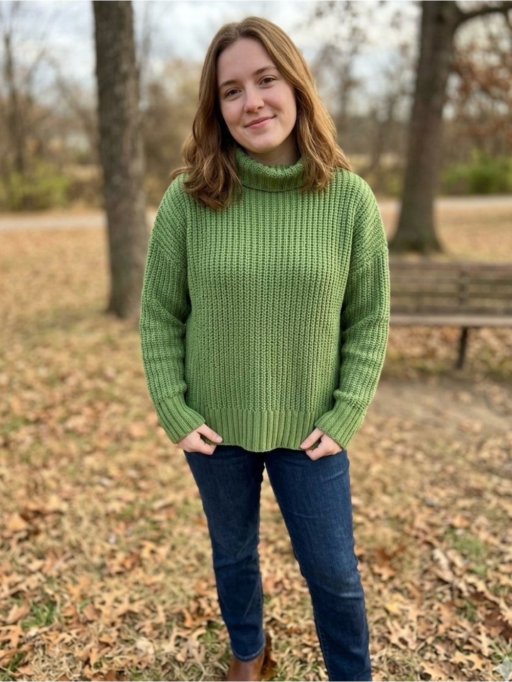 aerie Olive Green Ribbed Turtleneck Sweater